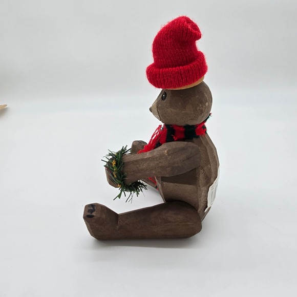 Vintage Wooden Teddy Bear Christmas Figurine Holiday Decor 1999 - Picture 3 of 9